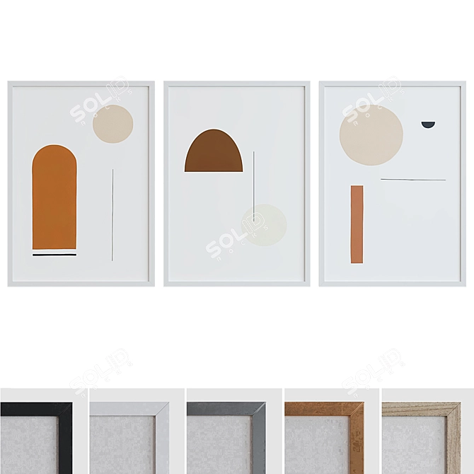 Modern Abstract Picture Frame Set 3D model image 1