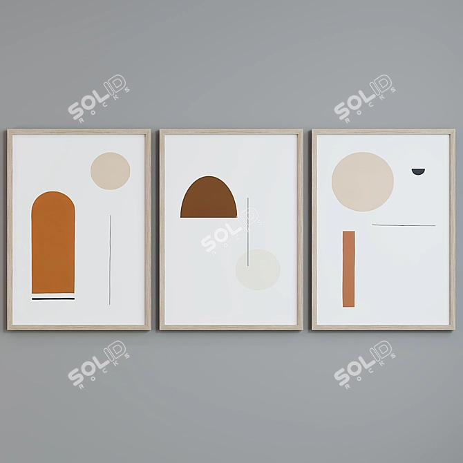 Modern Abstract Picture Frame Set 3D model image 2