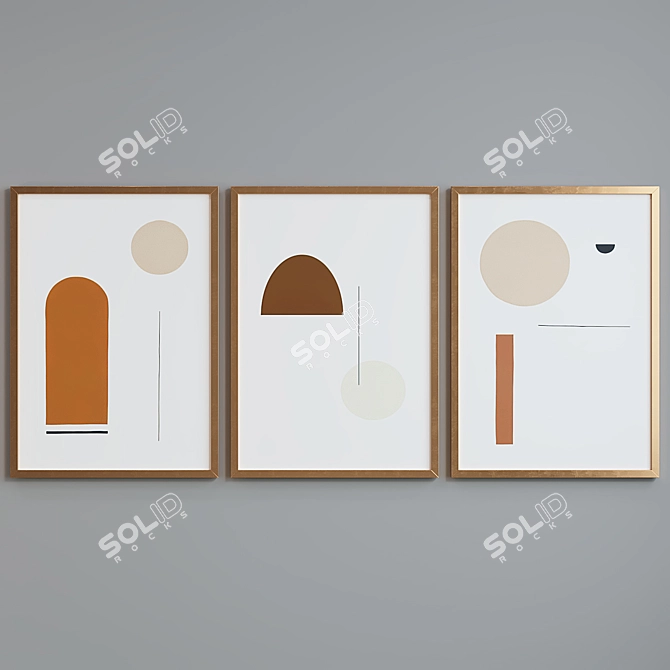 Modern Abstract Picture Frame Set 3D model image 3