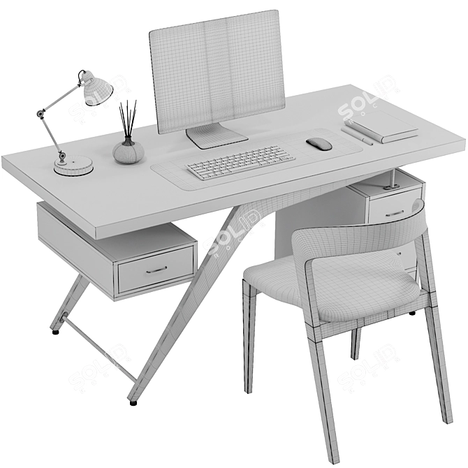 Modern Black Office Furniture Set 3D model image 4