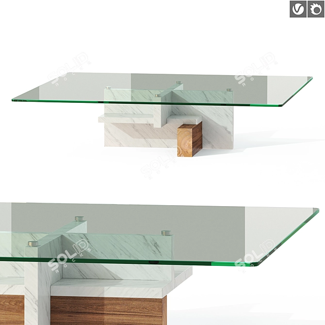 Elegant Stone Tangram Mini Table 3D model image 1