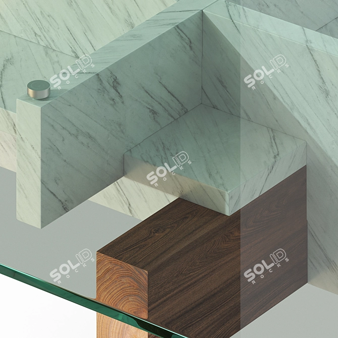 Elegant Stone Tangram Mini Table 3D model image 2