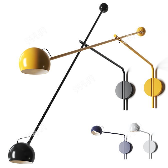 Modern Adjustable Wall Lamp Fixture 3D model image 1