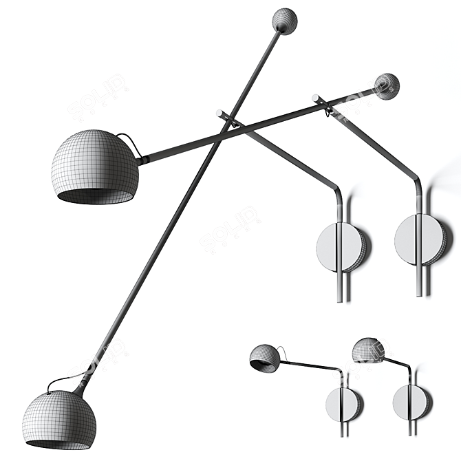 Modern Adjustable Wall Lamp Fixture 3D model image 5