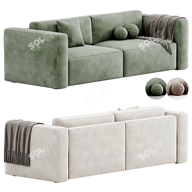 Modern Leather 2-Seater Sofa 3D model image 4