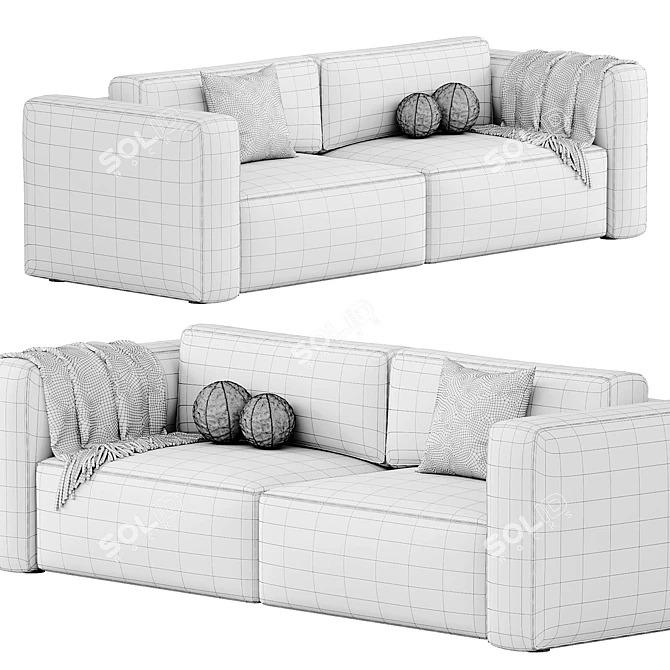 Modern Leather 2-Seater Sofa 3D model image 5