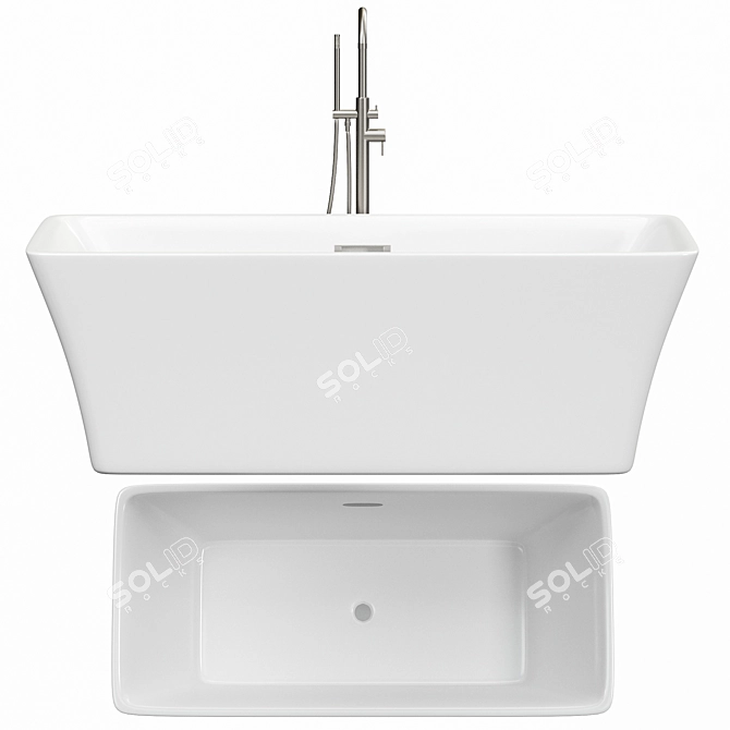 Luxurious Freestanding Acrylic Soaking Bathtub 3D model image 1