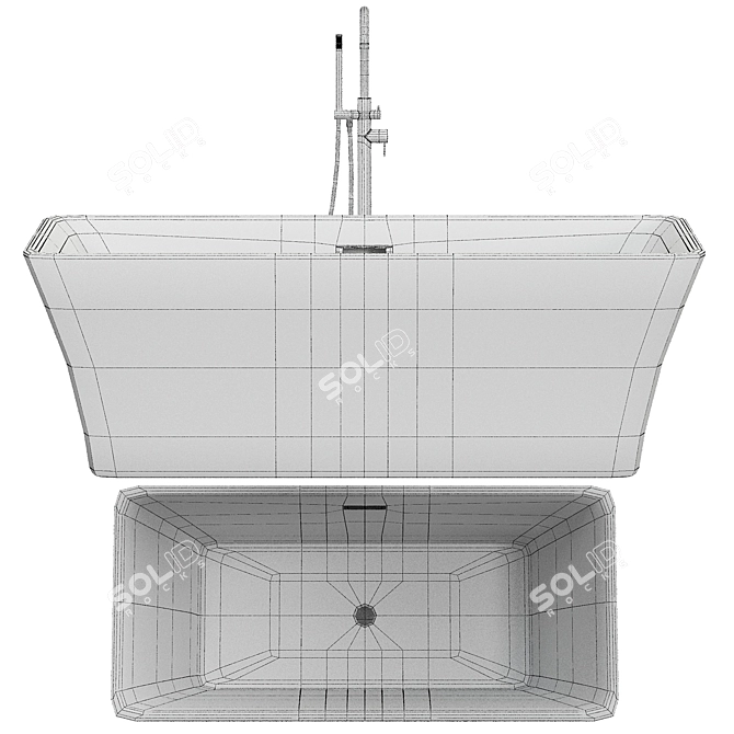 Luxurious Freestanding Acrylic Soaking Bathtub 3D model image 2