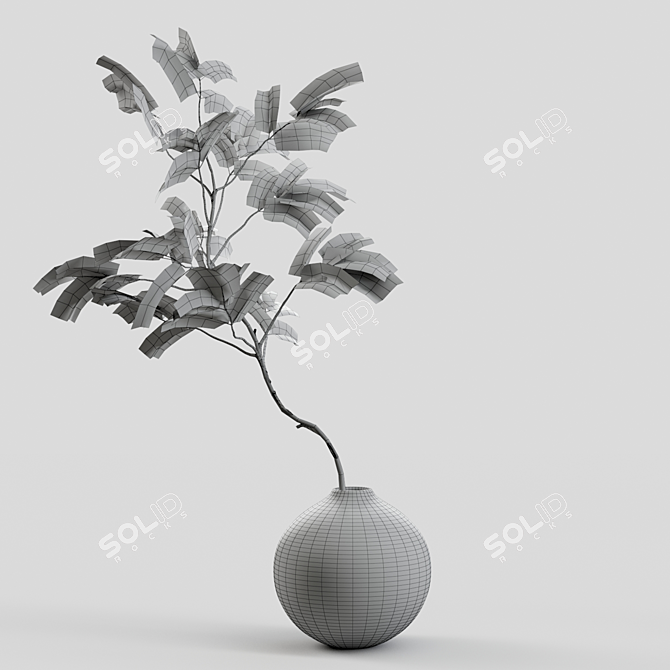 Rustic Vase Branches Display 3D model image 2