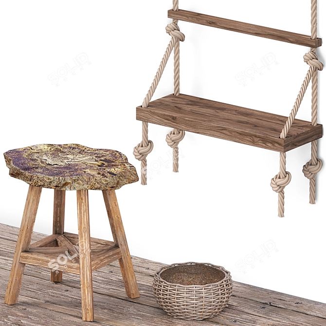 Vintage Ivy Plant Decor Set 3D model image 4