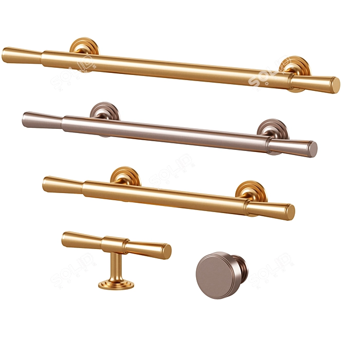 Elegant Brass Meraki Handles 3D model image 1