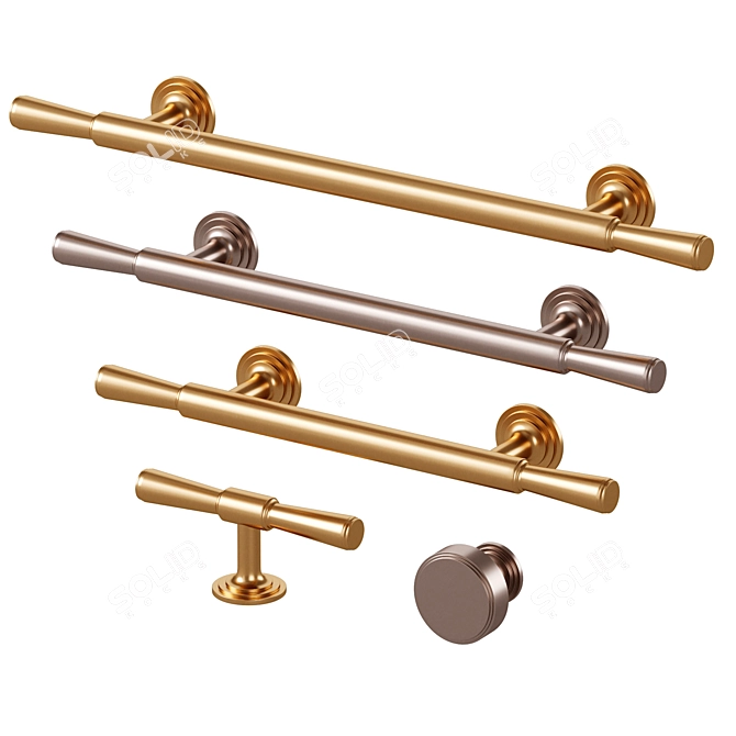 Elegant Brass Meraki Handles 3D model image 4