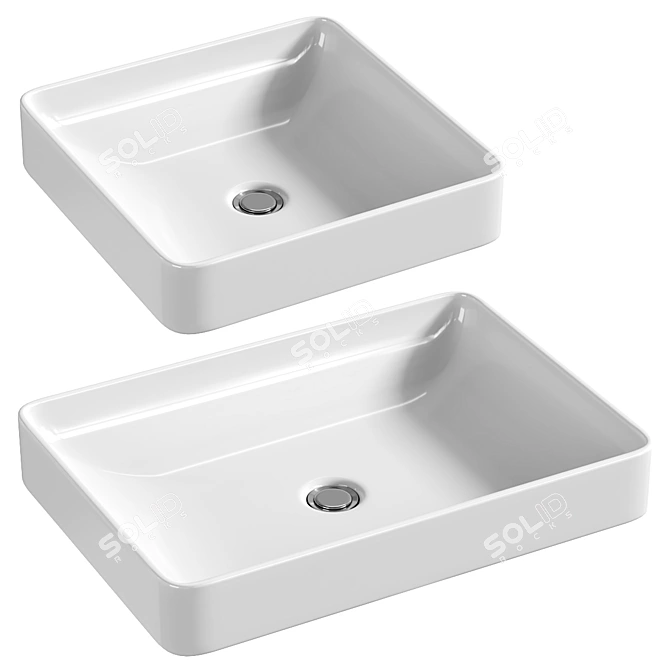 Vox Ceramic Square Vessel Sink 3D model image 1