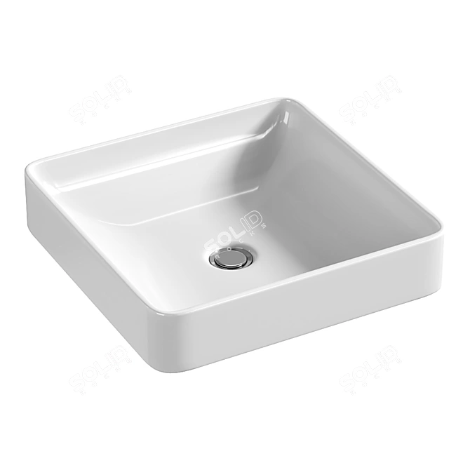 Vox Ceramic Square Vessel Sink 3D model image 2