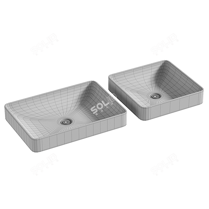 Vox Ceramic Square Vessel Sink 3D model image 4