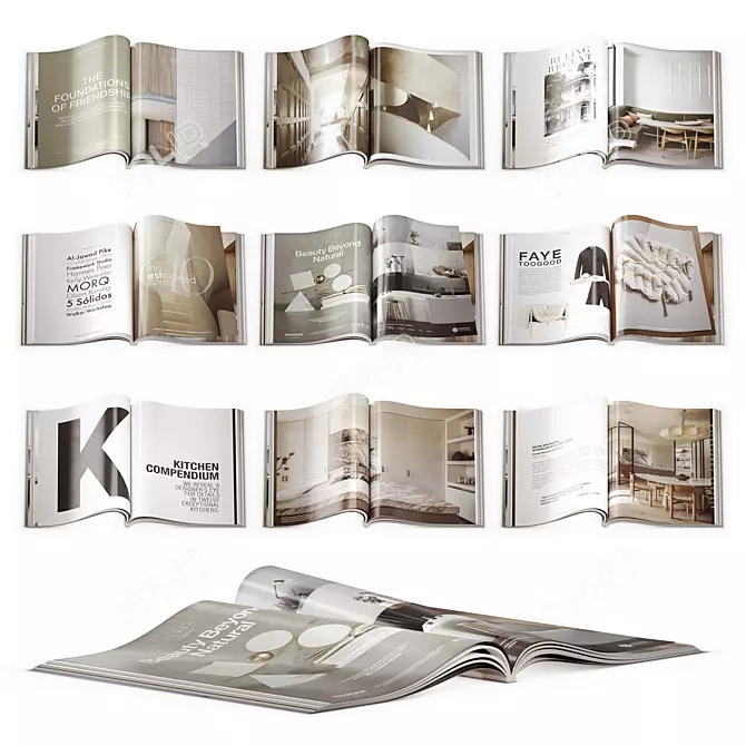 High-Quality Interior Decor Journals Set 3D model image 4