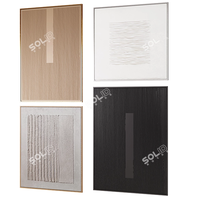 3D Textured Framed Art Set 3D model image 3