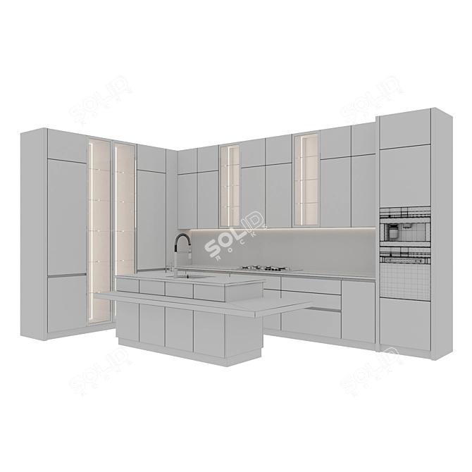 Sleek Kitchen 3D Models Set 3D model image 7