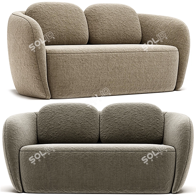 Modern Fabric 2-Seater Sofa, 2017 3D model image 1