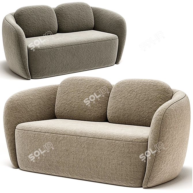 Modern Fabric 2-Seater Sofa, 2017 3D model image 3