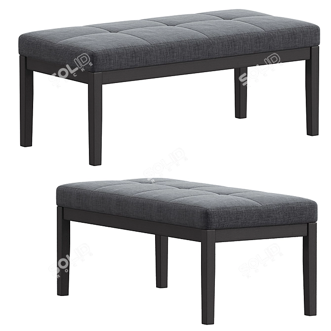 Elegant Lacey Tufted Ottoman Bench 3D model image 4