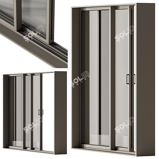 Metal Sliding Windows Set 29 3D model image 1