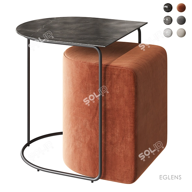 Eglens Cosmo Coffee Table with Pouf 3D model image 1