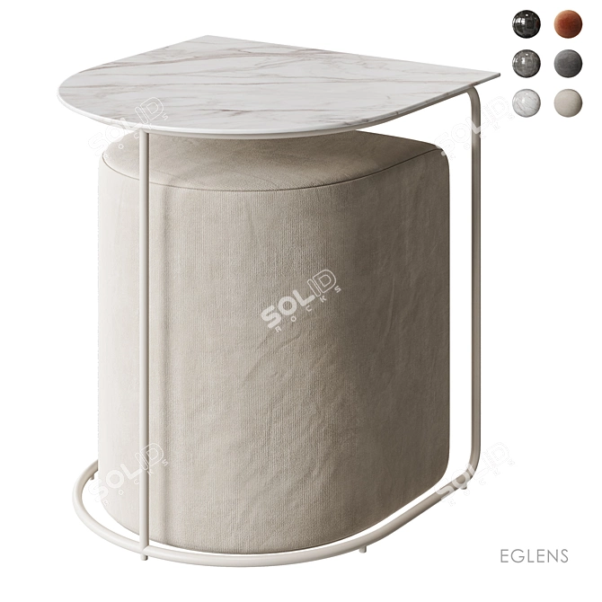 Eglens Cosmo Coffee Table with Pouf 3D model image 3