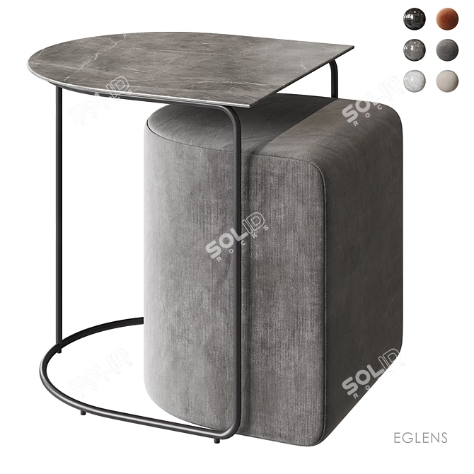 Eglens Cosmo Coffee Table with Pouf 3D model image 4