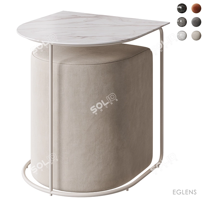 Eglens Cosmo Coffee Table with Pouf 3D model image 7