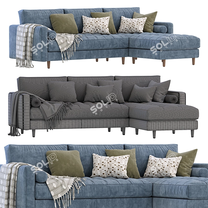 Modern Madison Chaise Sectional 2013 3D model image 4