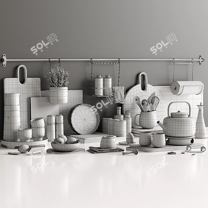 Versatile Kitchen Accessories Set 3D model image 4