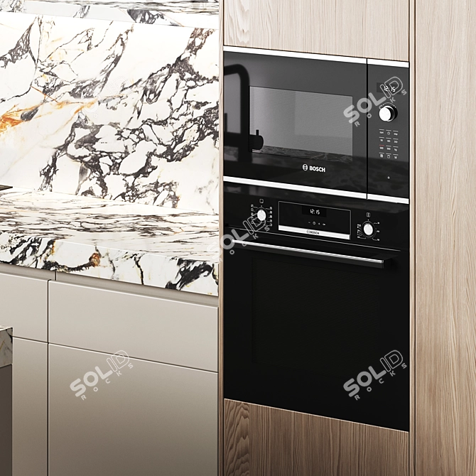 Modern Kitchen Set with Island 3D model image 4