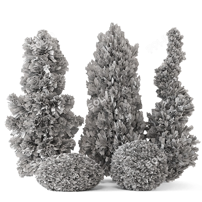 Outdoor Pine Bush Tree Set 3D model image 7