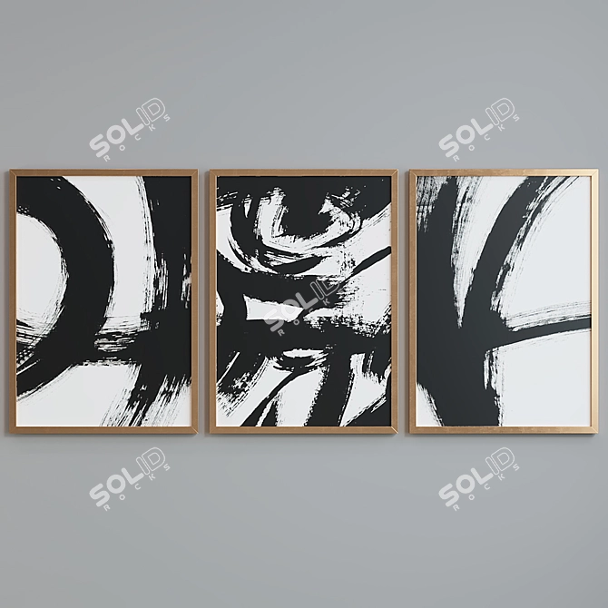 Abstract Frame Set with 5 Materials 3D model image 4