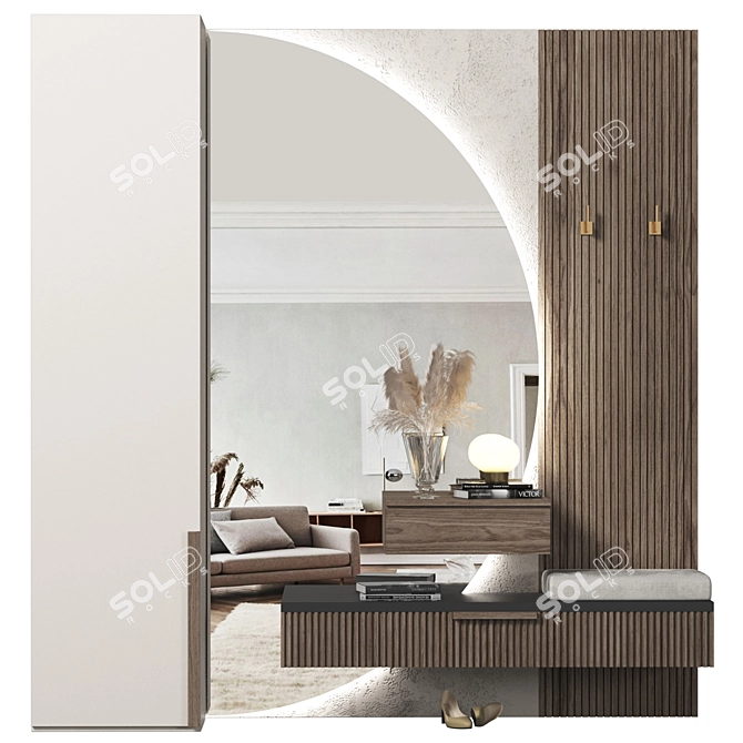 Modern Wood Hallway Display Cabinet 3D model image 1