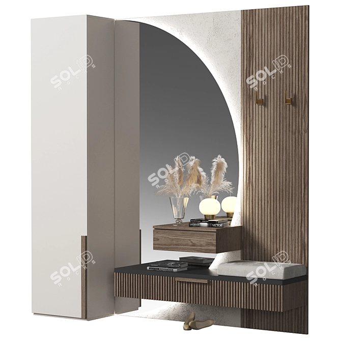 Modern Wood Hallway Display Cabinet 3D model image 2