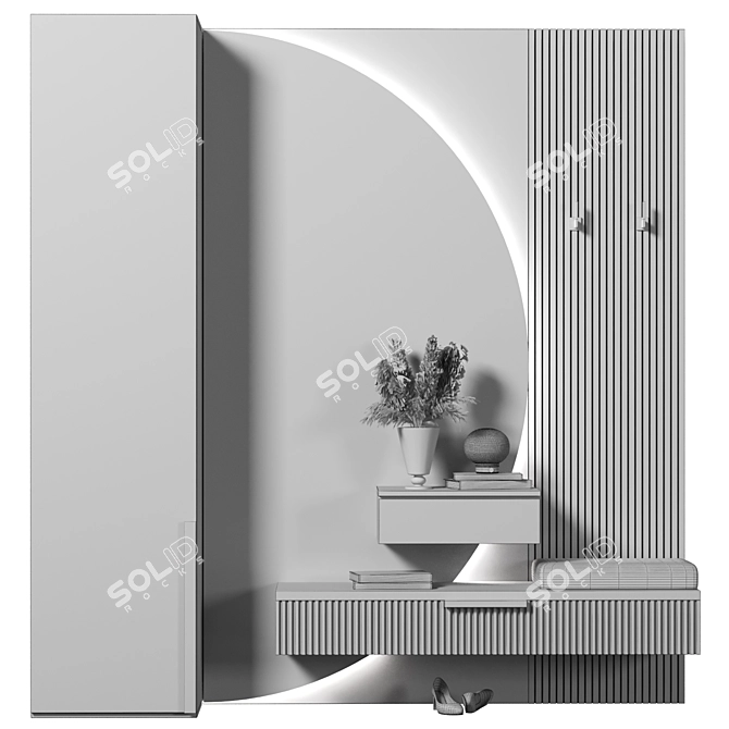 Modern Wood Hallway Display Cabinet 3D model image 4