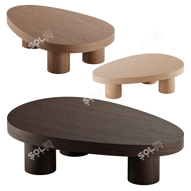 Handmade Japandi Coffee Table Set 3D model image 1