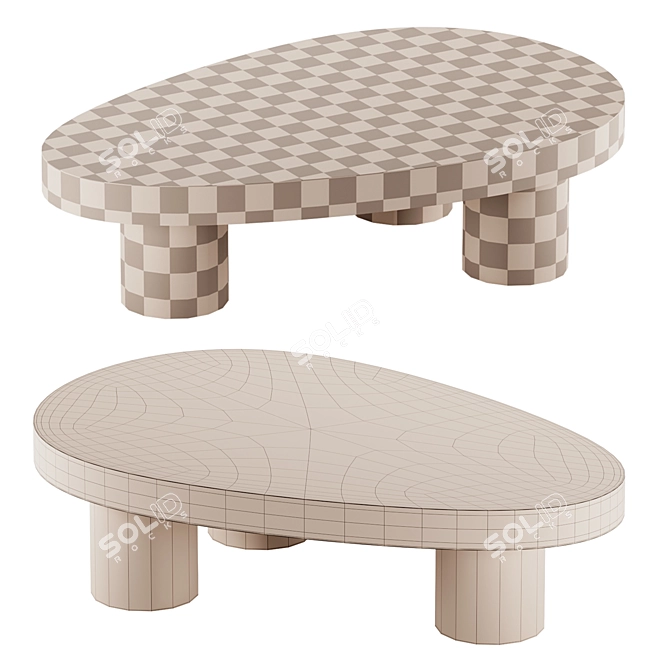 Handmade Japandi Coffee Table Set 3D model image 2