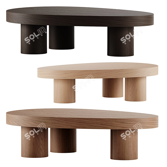 Handmade Japandi Coffee Table Set 3D model image 3