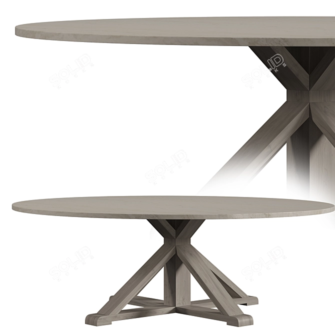 Elegant Round Dining Table with Trestle Base 3D model image 1