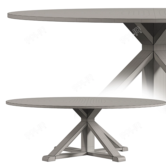 Elegant Round Dining Table with Trestle Base 3D model image 2