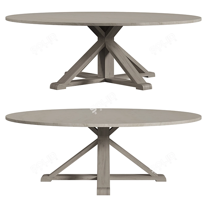 Elegant Round Dining Table with Trestle Base 3D model image 3