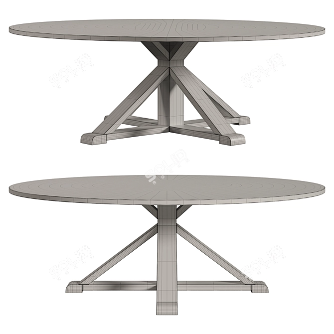 Elegant Round Dining Table with Trestle Base 3D model image 4