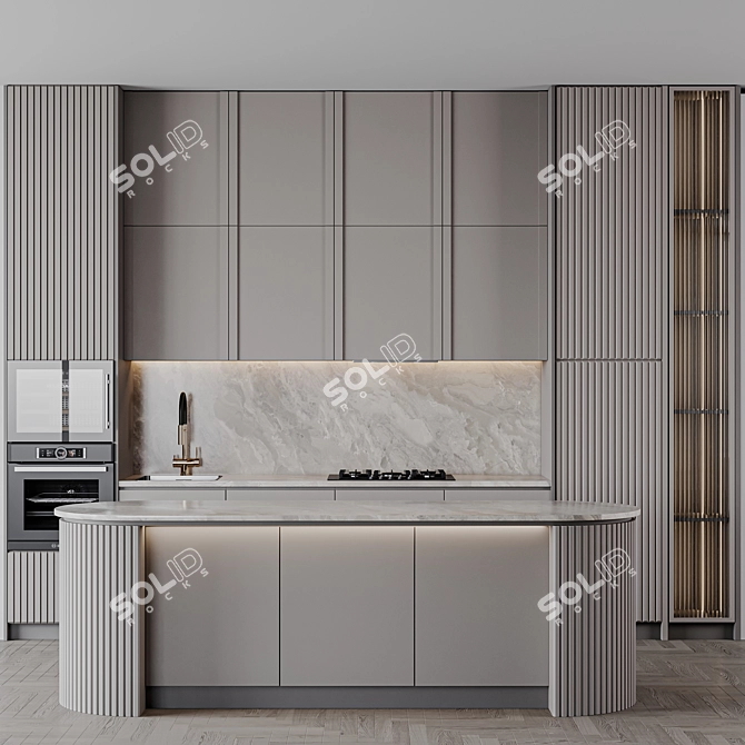 Adjustable Modern Kitchen Unit 3D model image 1