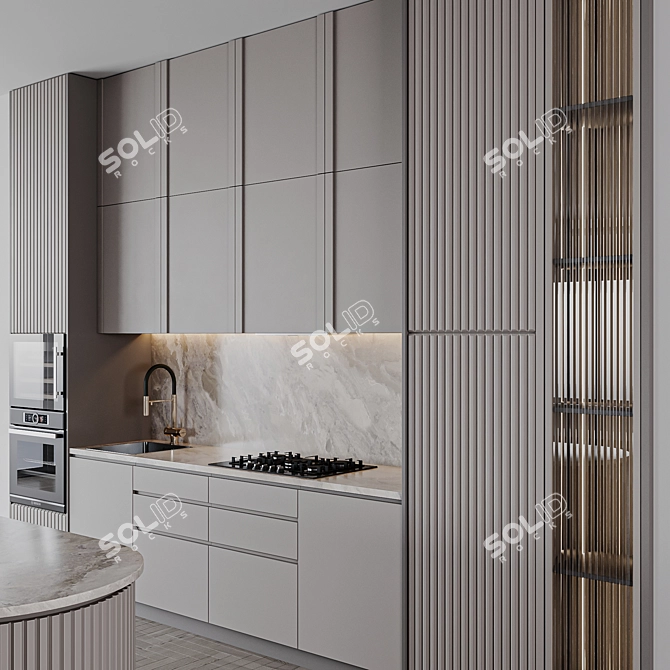 Adjustable Modern Kitchen Unit 3D model image 2