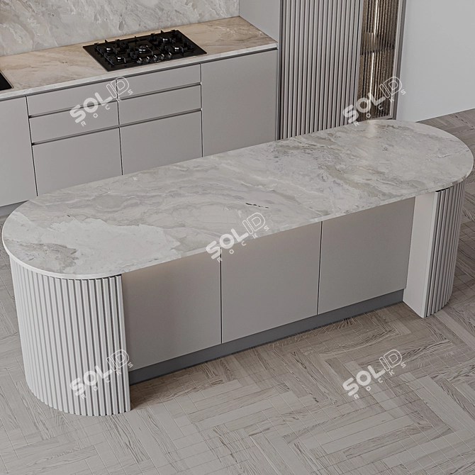 Adjustable Modern Kitchen Unit 3D model image 5