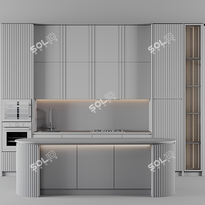 Adjustable Modern Kitchen Unit 3D model image 6