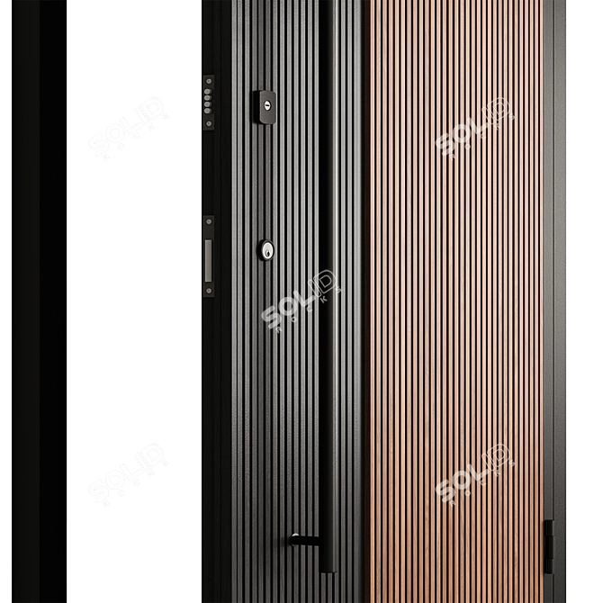 Rustic Wooden Entry Door Set 3D model image 4